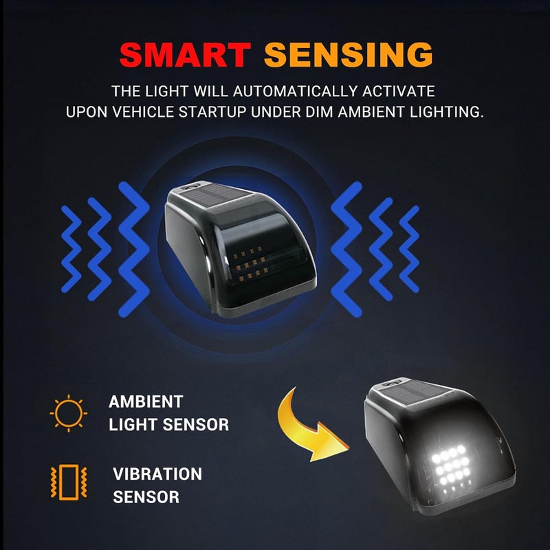 ALDST Solar Wireless No Drill Cab Lights for Truck Roof, IP67 Waterproof 5PCS, Solar-Powered Truck Cab Lights with Auto Sensor Luces para Techo de Carro (White) - Image 4